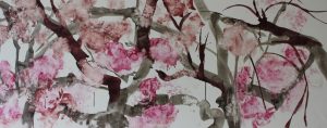 Kirsikkapuu 2019,tempera 80x200,yksityisomistuksessa
